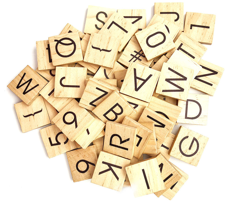 Scrabble Tile Letters - 120 Characters, Clean Font, Natural Finish