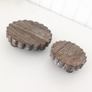 Mini Scalloped Risers (Set of 2) - Antique Brown