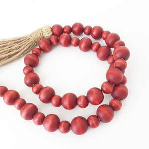 Wood Beads - Burnt Red