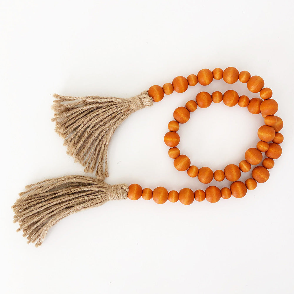 Wood Beads - Autumn Orange