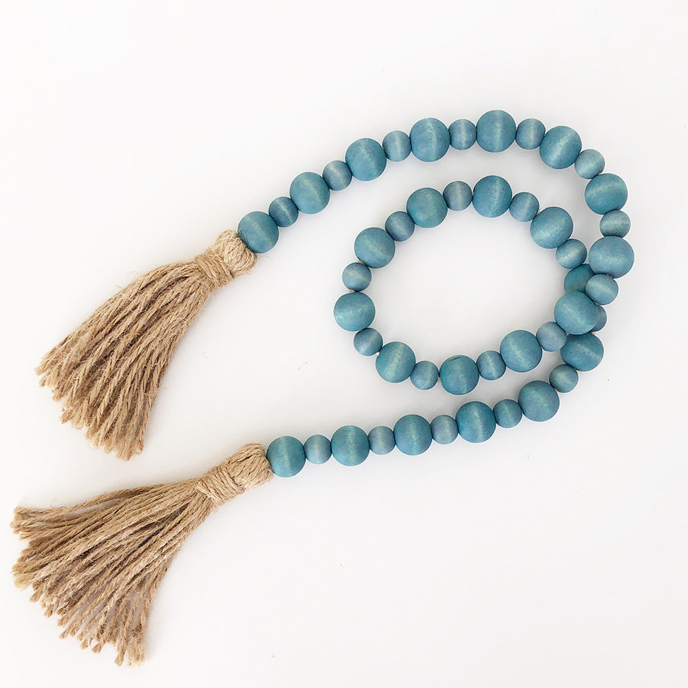 Wood Beads - Ocean Blue