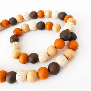 Wood Beads - Pumpkin & Fall Colors (Natural, Brown, Burnt Orange)