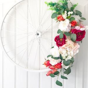 Vintage Chic White Bicycle Wheel Wreath